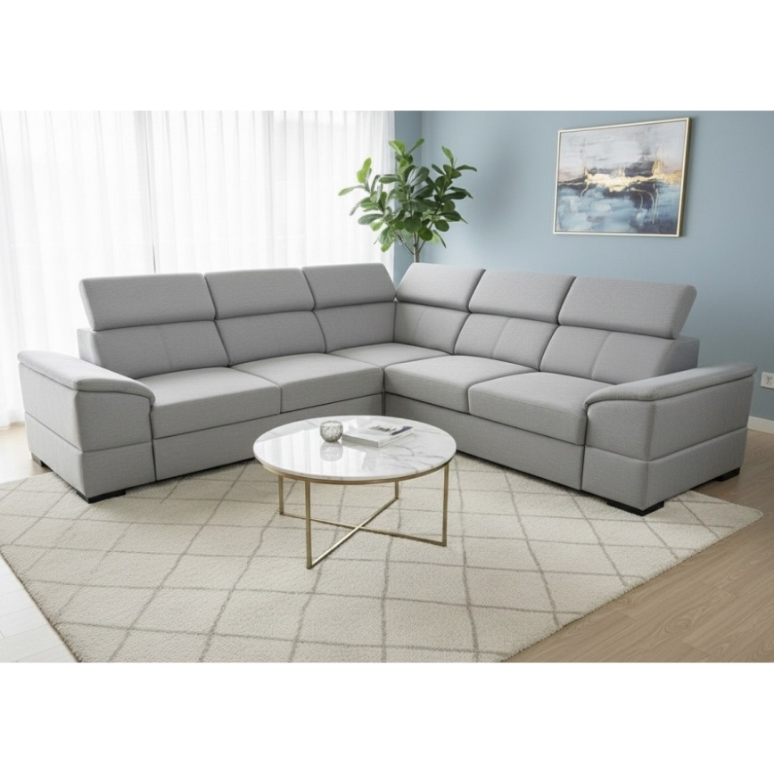 Sofá cama esquinero versátil con espacio de almacenamiento GRANADA, gris