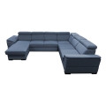 Sofá cama extensible con chaiselongue en forma de U universal con espacio de almacenamiento GRANADA azul
