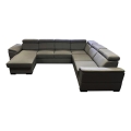 Sofá cama extensible con chaiselongue en forma de U y espacio de almacenamiento GRANADA gris oscuro