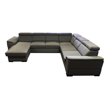 Sofá cama extensible con chaiselongue en forma de U y espacio de almacenamiento GRANADA gris oscuro
