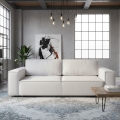 Sofá cama extensible de tres plazas con arcón integrado RONDA beige