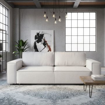 Sofá cama extensible de tres plazas con arcón integrado RONDA beige