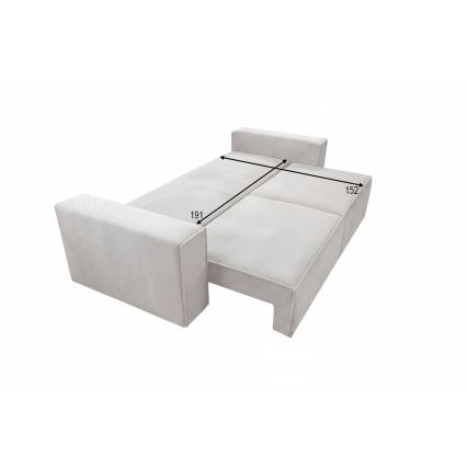 Sofá cama extensible de tres plazas con arcón integrado RONDA beige