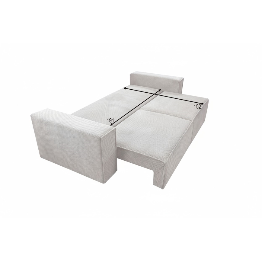 Sofá cama extensible de tres plazas con arcón integrado RONDA beige