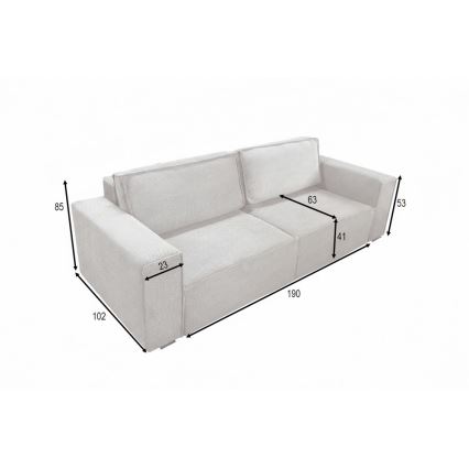 Sofá cama extensible de tres plazas con arcón integrado RONDA beige