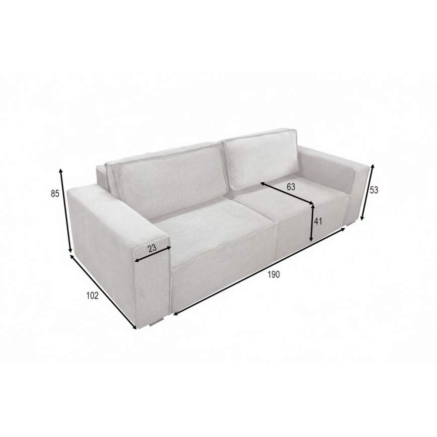 Sofá cama extensible de tres plazas con arcón integrado RONDA beige