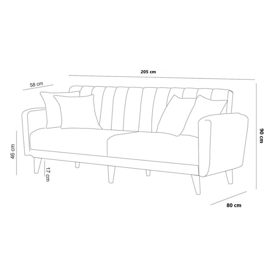 Sofá cama KITO de 2 plazas, color crema