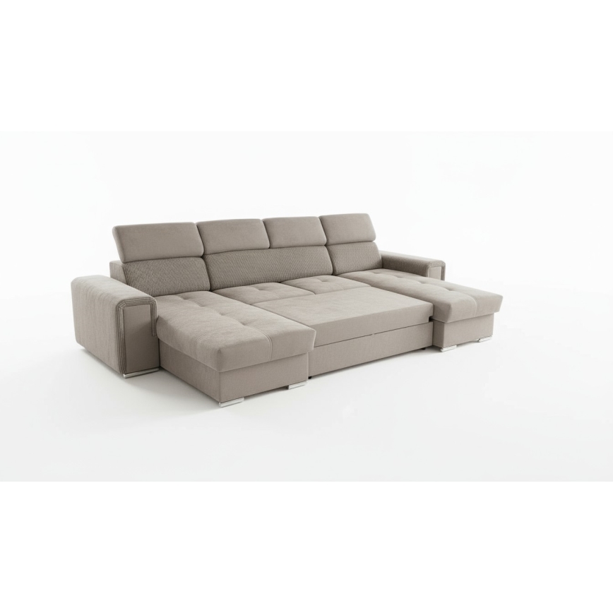 Sofá cama en U con rincón reversible y arcón de almacenamiento SALVADA beige