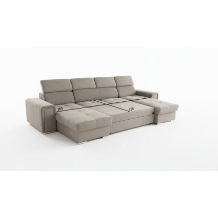 Sofá cama en U con rincón reversible y arcón de almacenamiento SALVADA beige