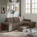 Sofá cama PALERMO marrón con arcón y taburete, orientación derecha
