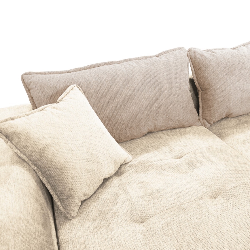 Sofá cama esquinero en L con arcón LAGOA, orientación izquierda, beige/marrón