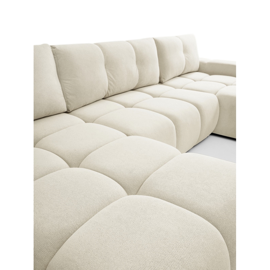 Sofá cama tapizado en forma de U con espacio de almacenamiento ALMADA beige