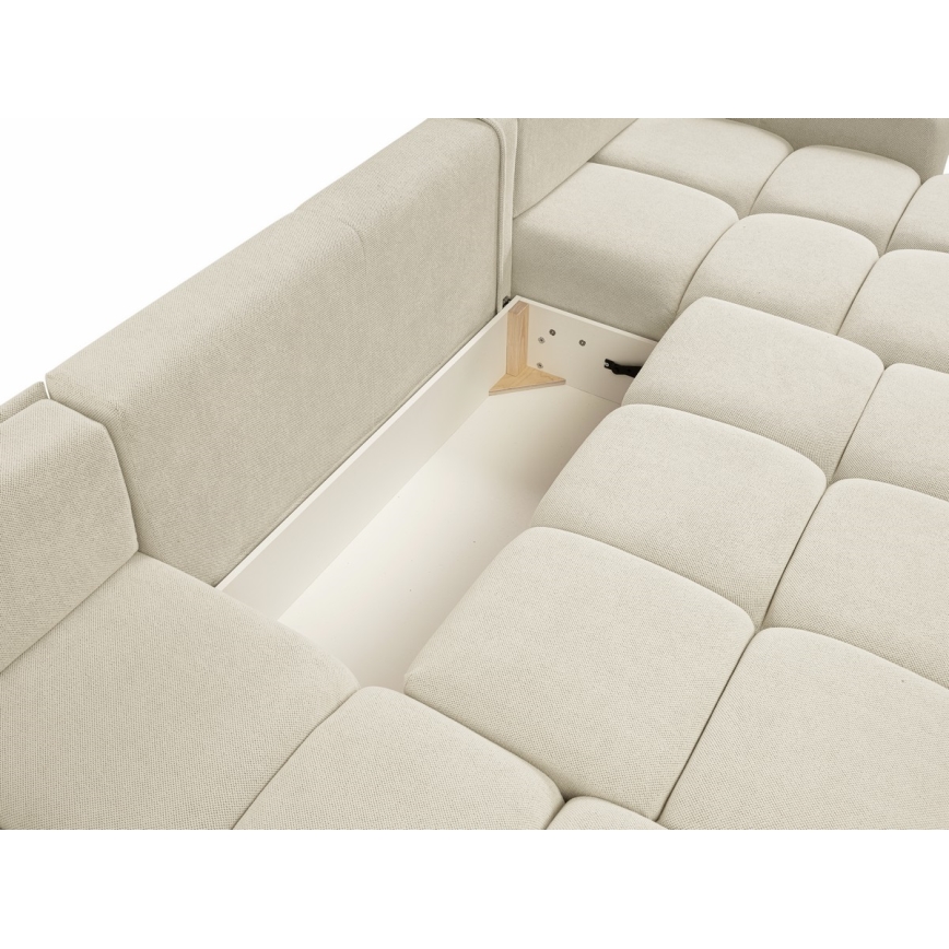 Sofá cama tapizado en forma de U con espacio de almacenamiento ALMADA beige