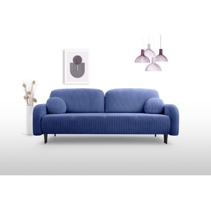 Sofá cama tapizado de tres plazas CLOUDY azul