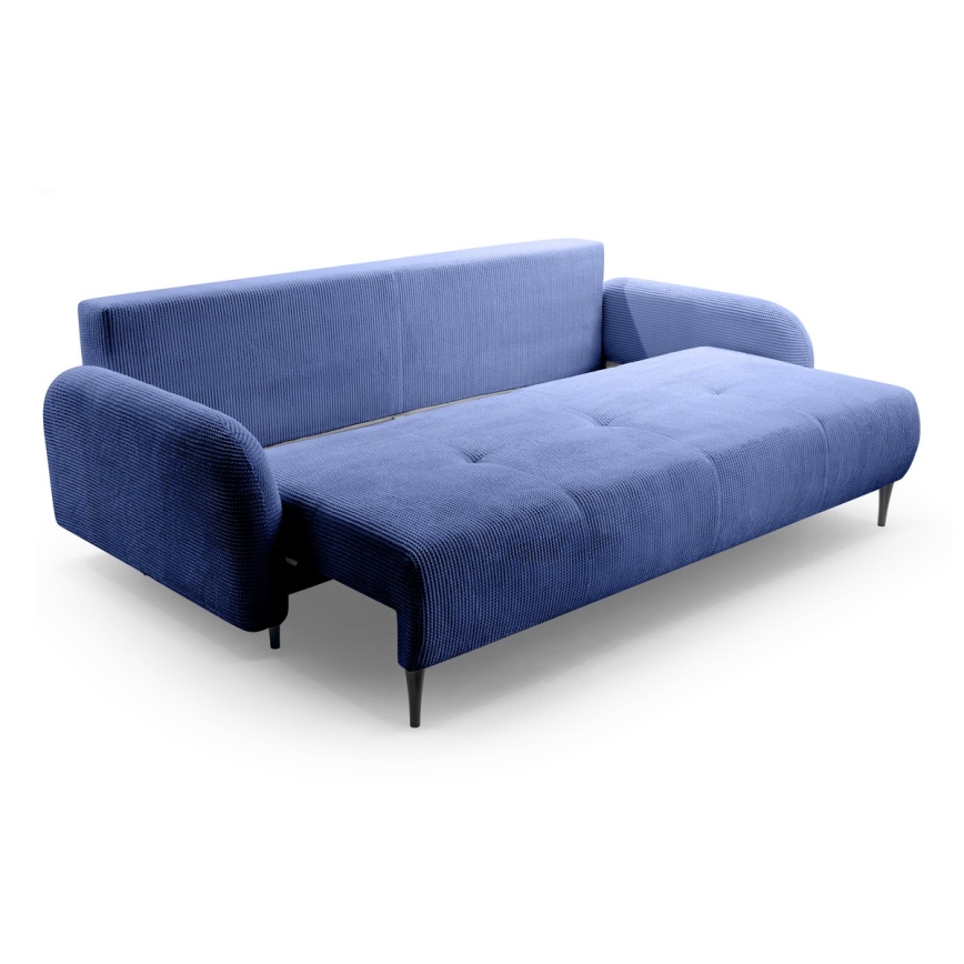Sofá cama tapizado de tres plazas CLOUDY azul