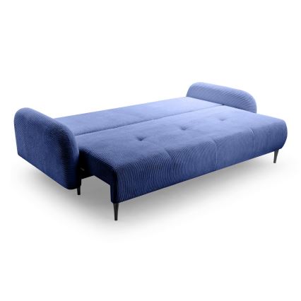 Sofá cama tapizado de tres plazas CLOUDY azul