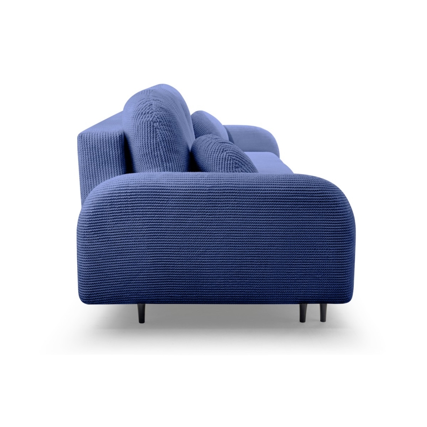 Sofá cama tapizado de tres plazas CLOUDY azul