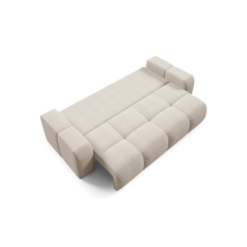 Sofá cama tapizado de tres plazas con almacenamiento ALMADA beige