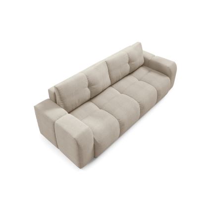 Sofá cama tapizado de tres plazas con almacenamiento ALMADA beige