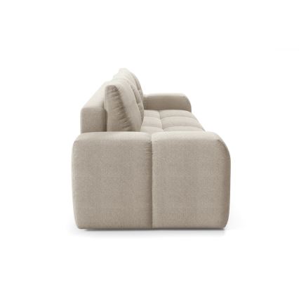 Sofá cama tapizado de tres plazas con almacenamiento ALMADA beige