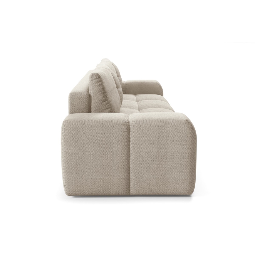 Sofá cama tapizado de tres plazas con almacenamiento ALMADA beige