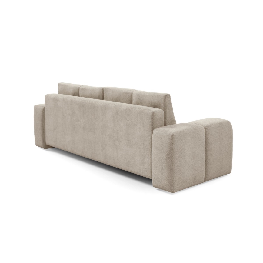 Sofá cama tapizado de tres plazas con almacenamiento ALMADA beige