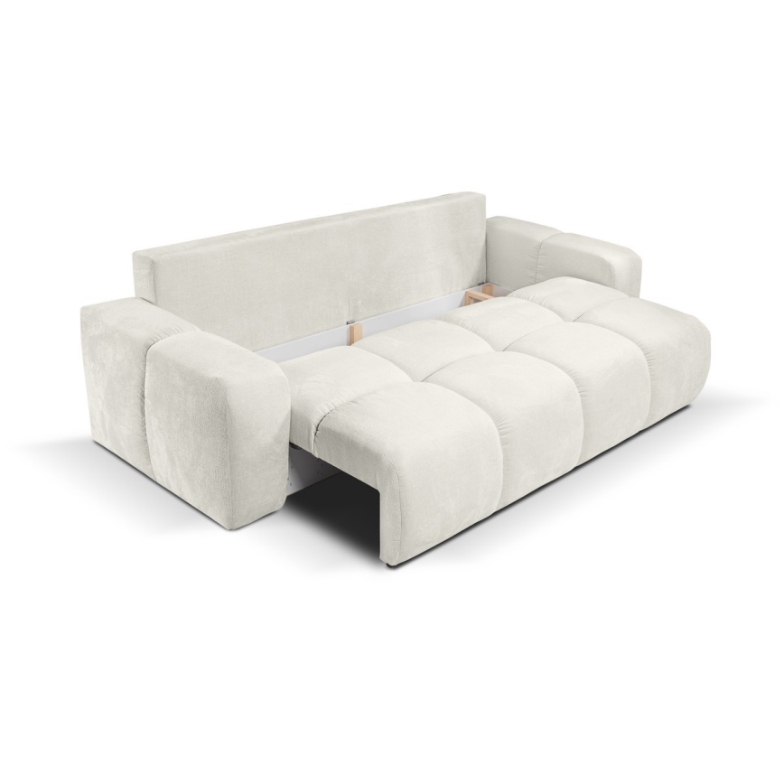 Sofá cama tapizado de tres plazas con almacenamiento ALMADA beige