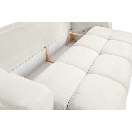 Sofá cama tapizado de tres plazas con almacenamiento ALMADA beige
