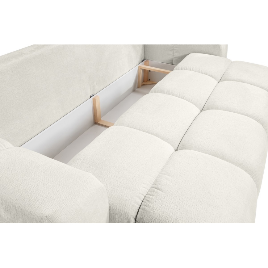 Sofá cama tapizado de tres plazas con almacenamiento ALMADA beige