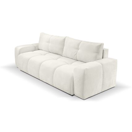 Sofá cama tapizado de tres plazas con almacenamiento ALMADA beige