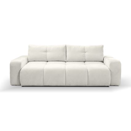 Sofá cama tapizado de tres plazas con almacenamiento ALMADA beige
