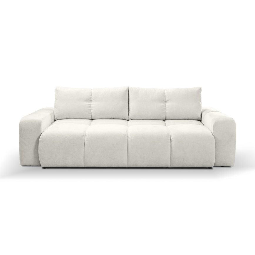 Sofá cama tapizado de tres plazas con almacenamiento ALMADA beige