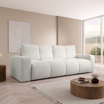 Sofá cama tapizado de 3 plazas ALMADA con arcón de almacenamiento, beige