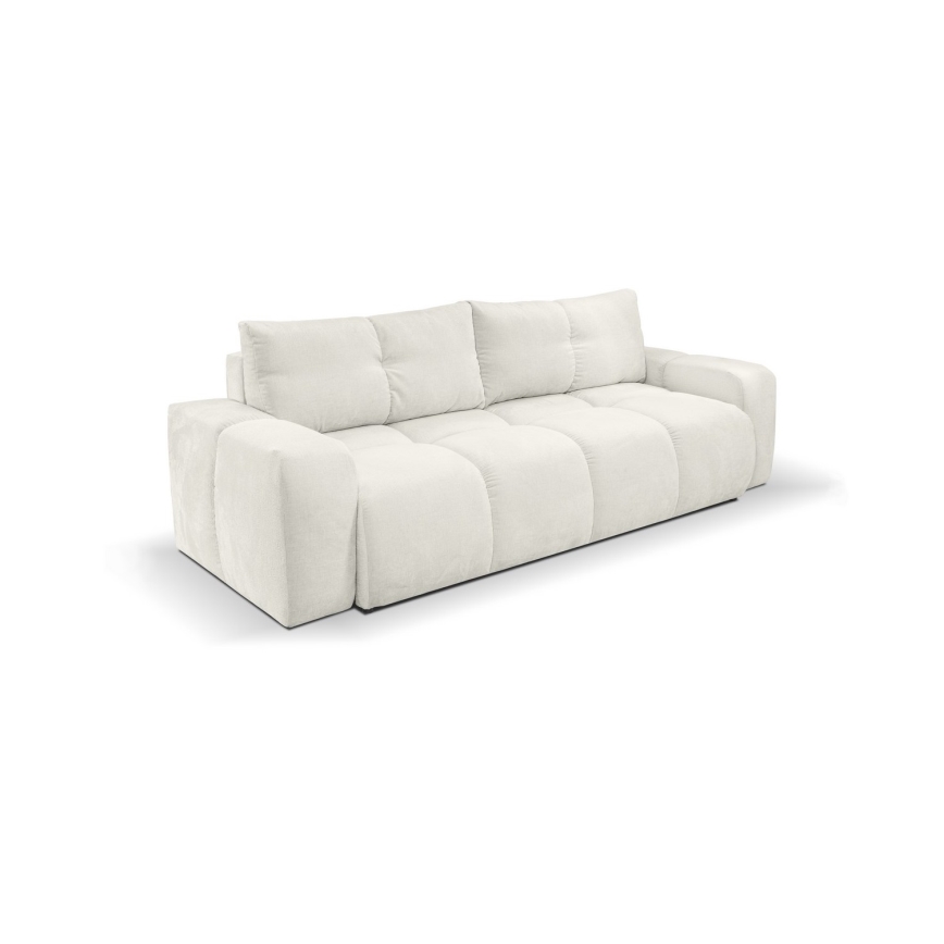 Sofá cama tapizado de 3 plazas ALMADA con arcón de almacenamiento, beige