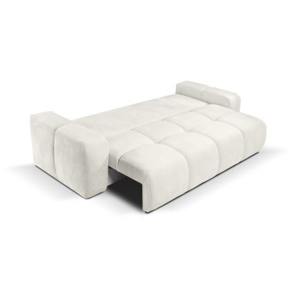 Sofá cama tapizado de 3 plazas ALMADA con arcón de almacenamiento, beige