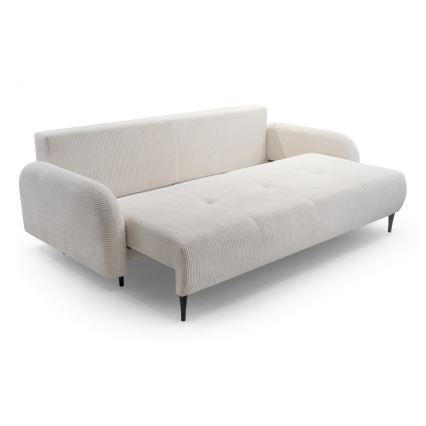 Sofá cama tapizado de tres plazas CLOUDY en color crema
