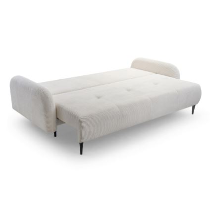Sofá cama tapizado de tres plazas CLOUDY en color crema
