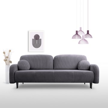 Sofá cama tapizado de 3 plazas CLOUDY en gris