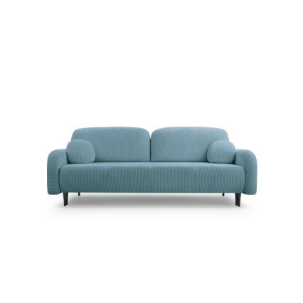 Sofá cama tapizado de tres plazas CLOUDY en color turquesa