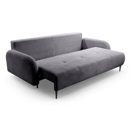 Sofá cama tapizado de tres plazas CLOUDY en gris