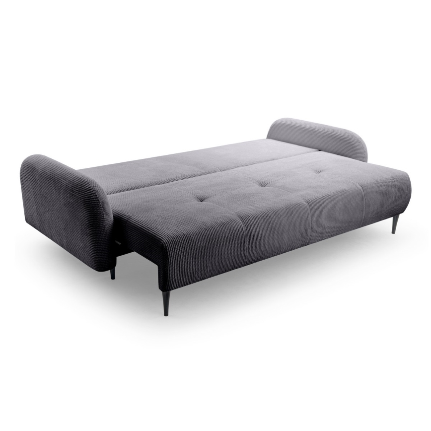 Sofá cama tapizado de tres plazas CLOUDY en gris