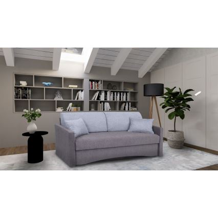 Sofá cama tapizado de 3 plazas PAUL, apto para uso diario, con reposabrazos, gris