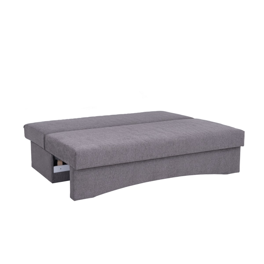 Sofá cama tapizado de tres plazas para uso diario, sin reposabrazos PAUL gris