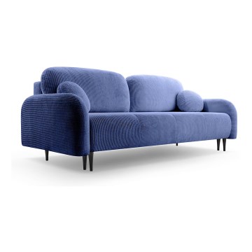Sofá cama tapizado de tres plazas CLOUDY azul