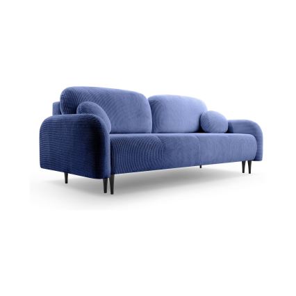 Sofá cama tapizado de tres plazas CLOUDY en azul