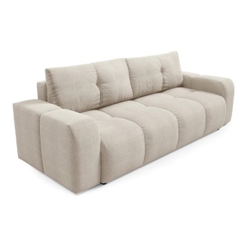 Sofá cama tapizado de tres plazas con almacenamiento ALMADA beige