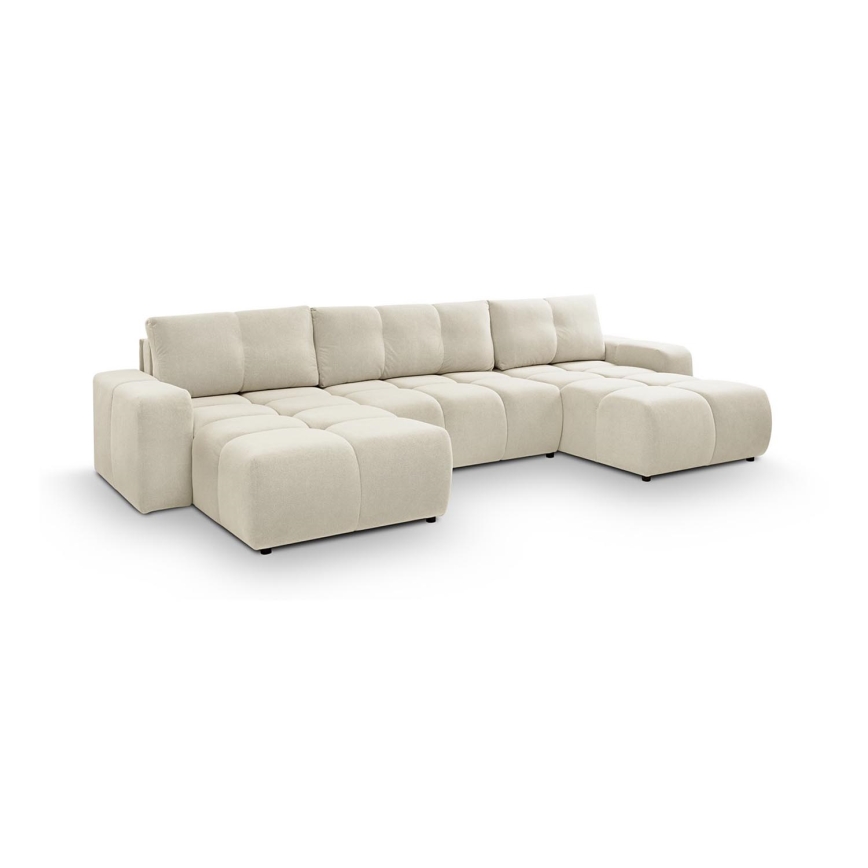 Sofá cama tapizado en forma de U con espacio de almacenamiento ALMADA beige