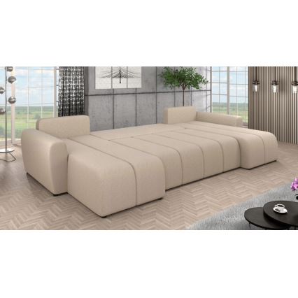 Sofá cama tapizado en forma de U NEWPORT, beige
