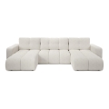 Sofá cama tapizado en U con arcón de almacenamiento ALMADA, beige