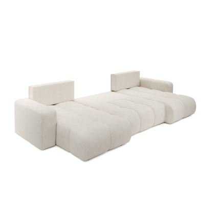 Sofá cama tapizado en U con arcón de almacenamiento ALMADA, beige